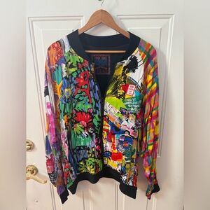 Vintage Jams World Jacket Reversible Multicolor 80s Swatch Clock Miami Beach